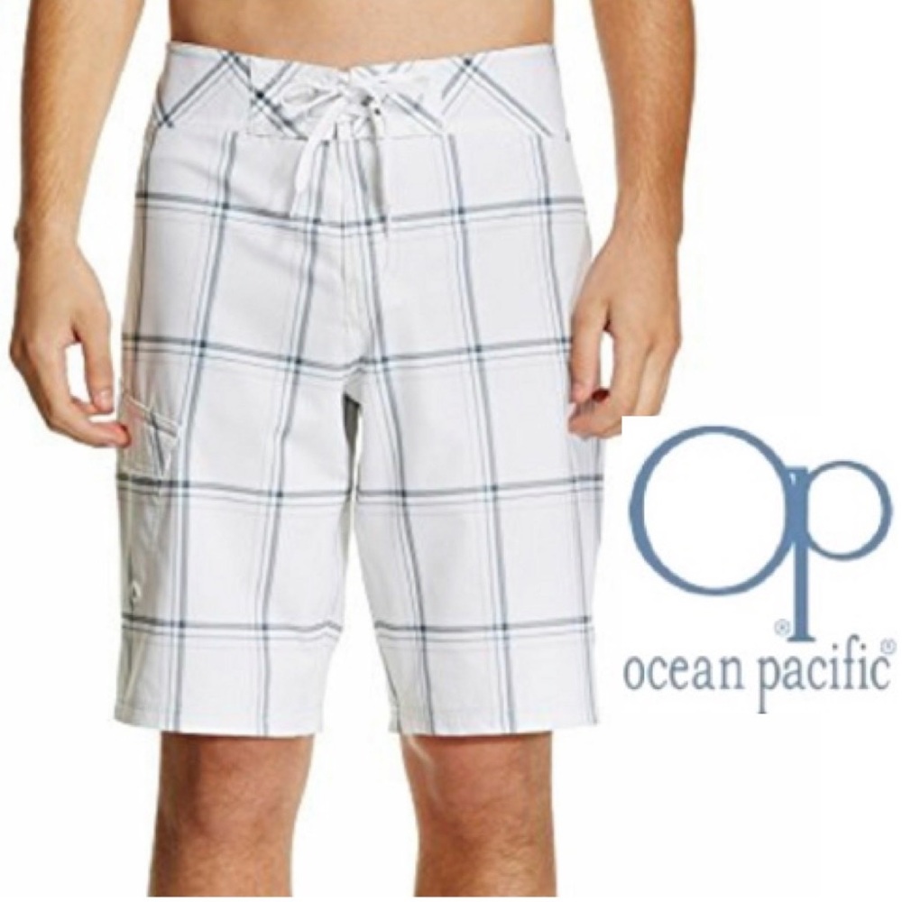 Swim Shorts Board Shorts Lined Trunks Coastal Surf White Blue Size XL 40 42